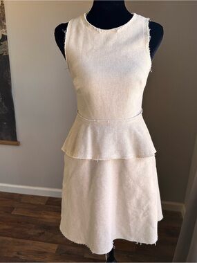 Banana Republic Cream Sleeveless Peplum Mini Dress